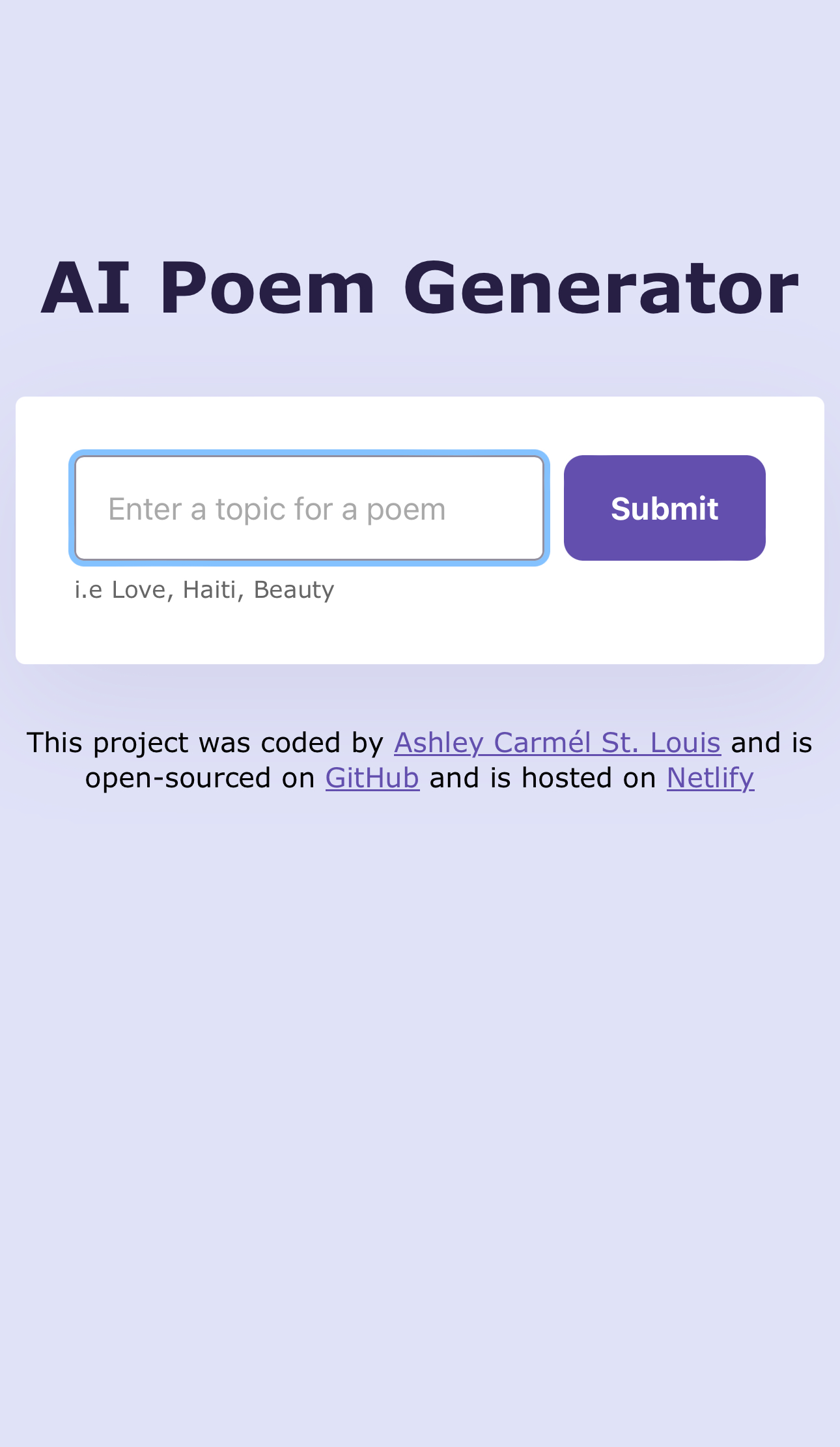 Poem Generator preview